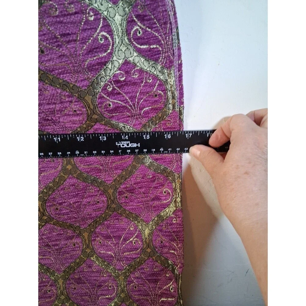Table Cloth Runner Purple Gold Peacock Tail Turkish W Tassels ~16x52